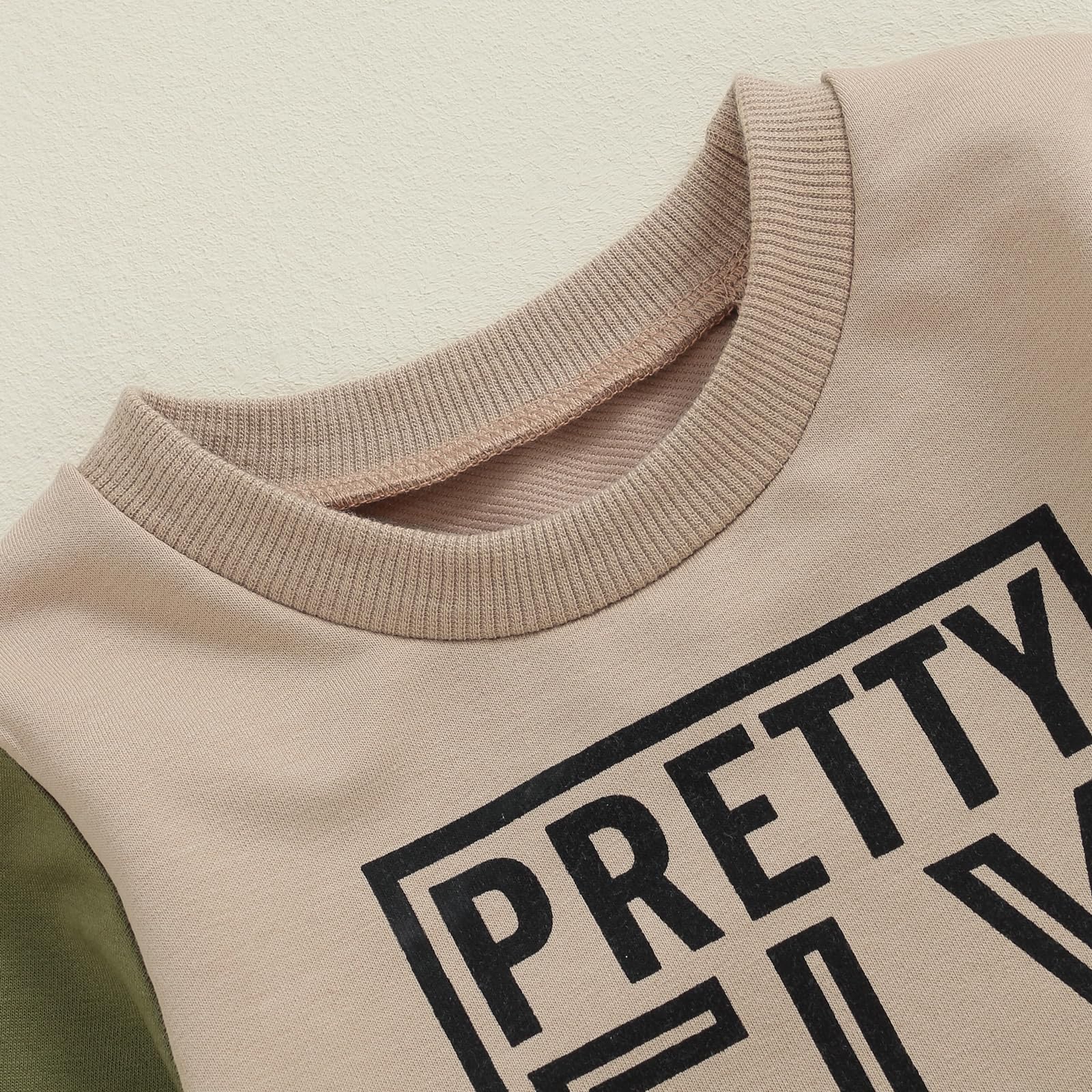 Toddler Baby Boy Fall Winter Outfit Long Sleeve Letter Print Sweatshirts and Jogger Pants Infant Boy Clothes (Pretty Guy Khaki, 0-6 Months)