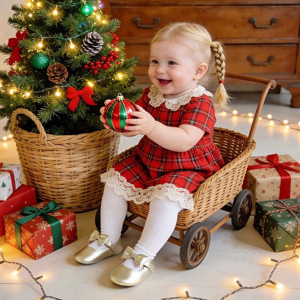 Felix & Flora Soft Sole Gold Baby Dress Shoes - Infant Baby Walking Shoes Moccasins Rubber Sole Crib Shoes(Gold,18-24 Months Infant)