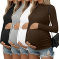 Oakgarden 4 Pack Women Long Sleeve Maternity Shirts, 4-Color, X-Large