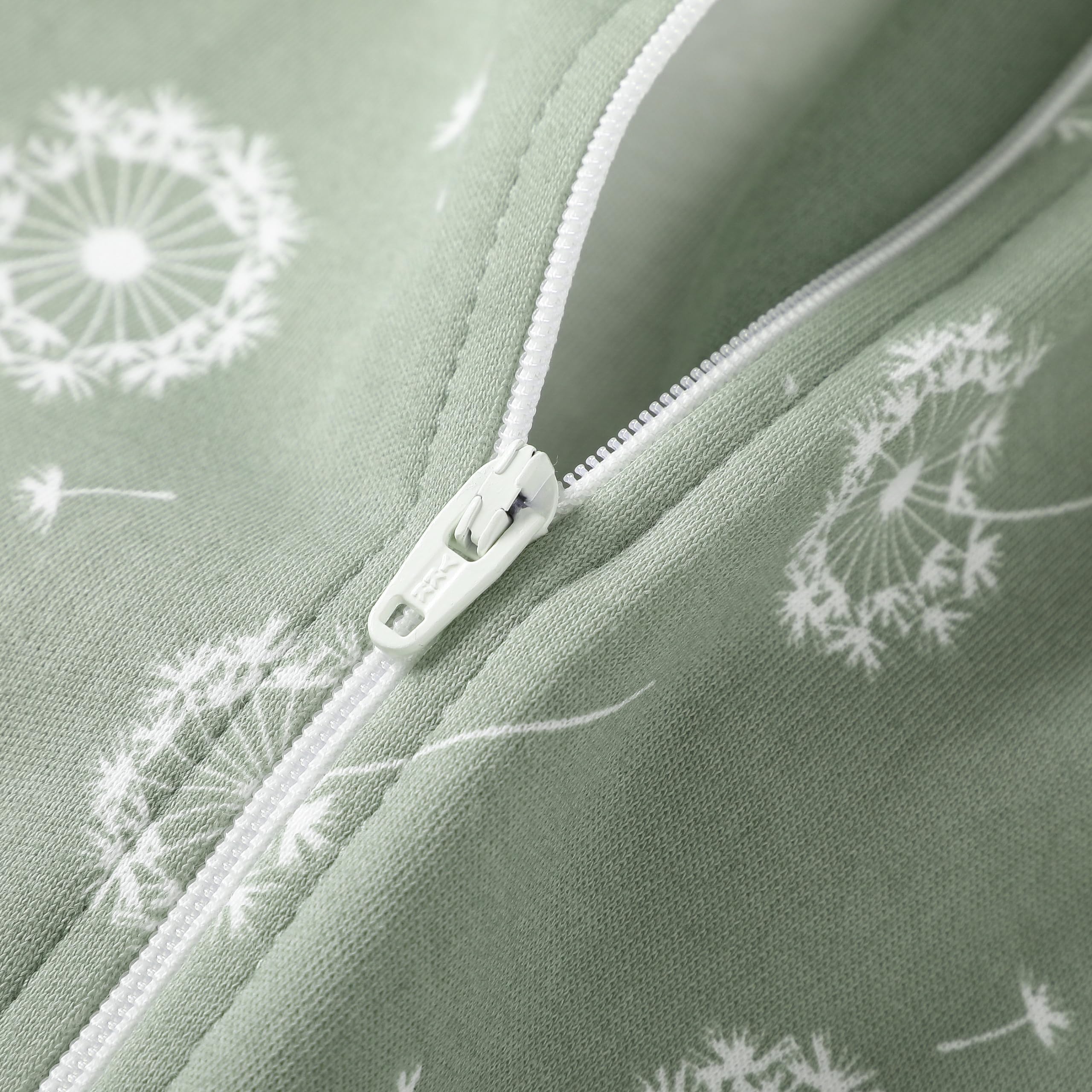 O2 BABY Baby Boys Girls Organic Cotton Zip Front Sleeper Pajamas, Footed Sleep 'n Play（0-3 Months, Dandelion & Grey Melange）