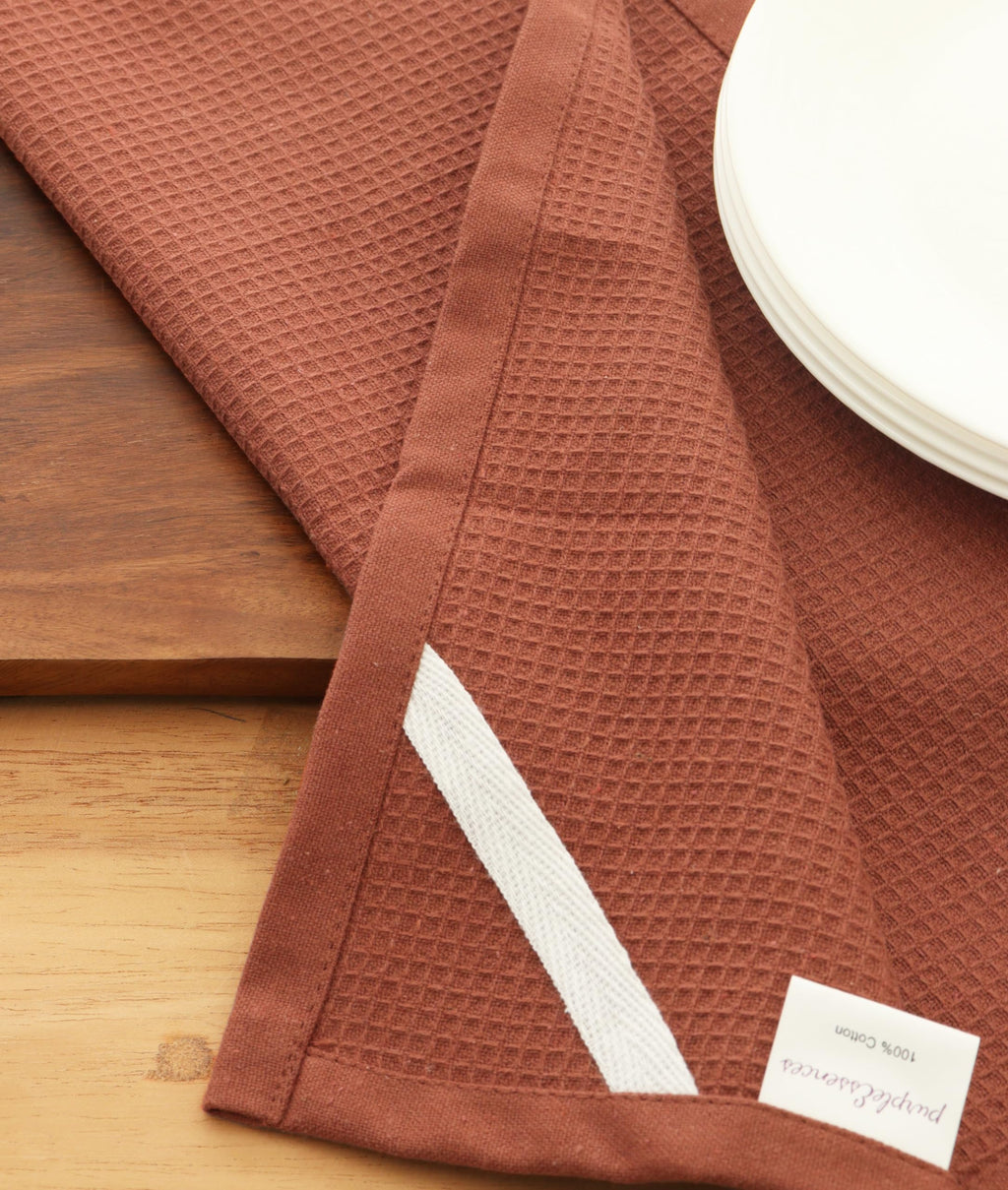 PurpleEssences Rust Waffle Weave Kitchen Towel, 100% Cotton - 15x25 Inches with Hanging Loop, Ultra Soft Absorbent Quick Drying Dish Cloth, Tea and Hand Towels, 6 Pack - Spring Easter Summer - Rust