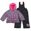 Arctic Quest Girls' Bib Snow Pants and Ski Jacket Water-Resistant Snowsuit For Kids Winter Hooded Jacket, Grey, 18M