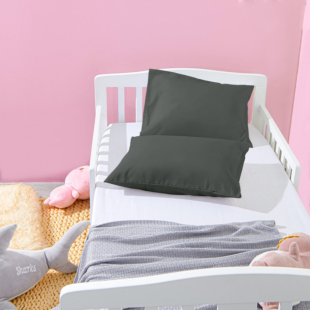 NTBAY Toddler Pillows with Pillowcases Set, 4 Piece 13 x 18, Dark Grey