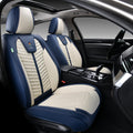 FLORICH Front Seat Covers, Leather Seat Covers, Universal Car Seat Covers 2PCS, Waterproof Car Seat Protector, Driver Seat Cover Accessories for Trucks SUV Sedans-Blue&White