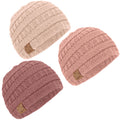 KeaBabies 3-Pack Baby Beanies for Boys, Girls,Soft Cute Baby Hat (Tea Rose, 6-36M)