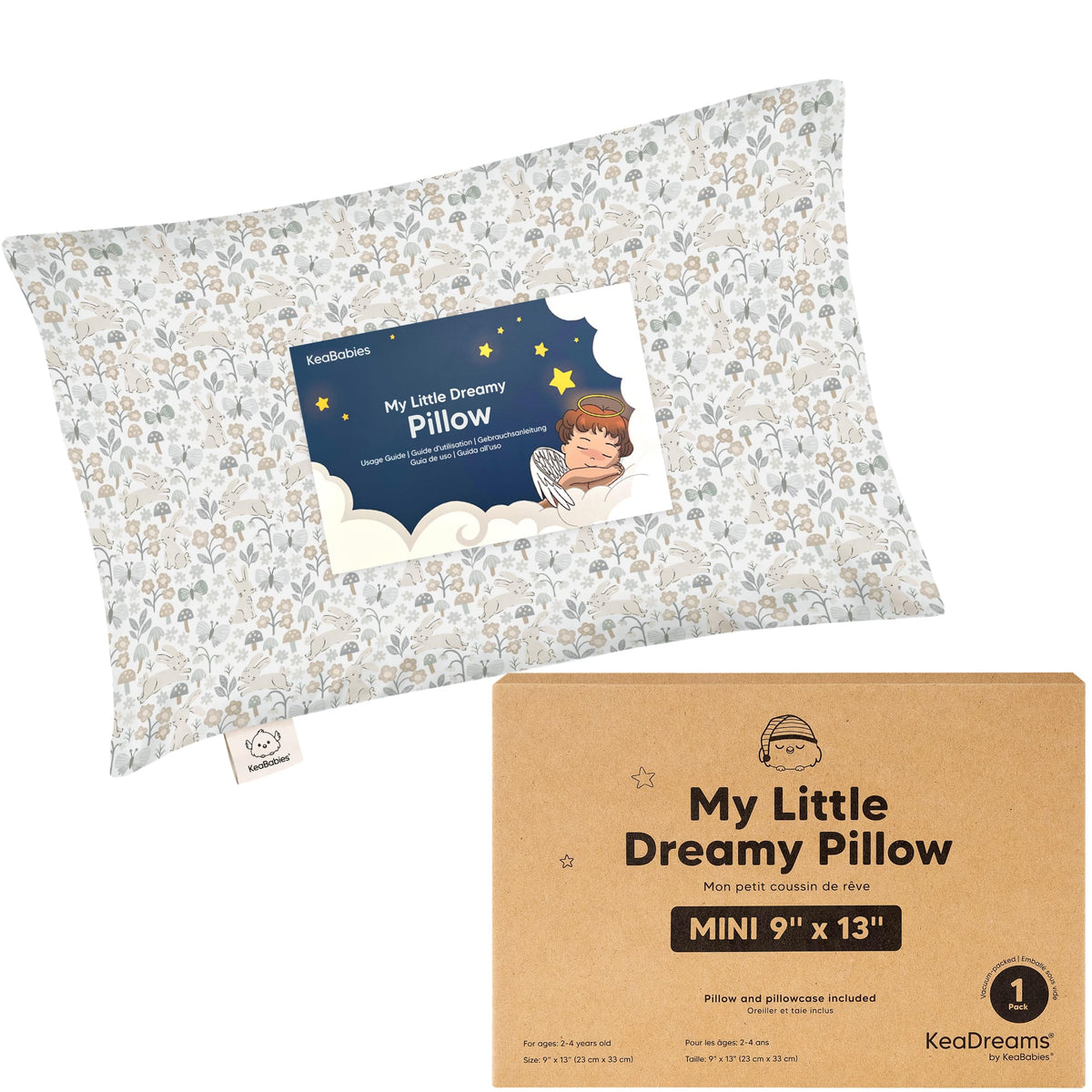 Mini Toddler Pillow with Pillowcase, 9x13 My Dreamy Pillow, Jungle Green