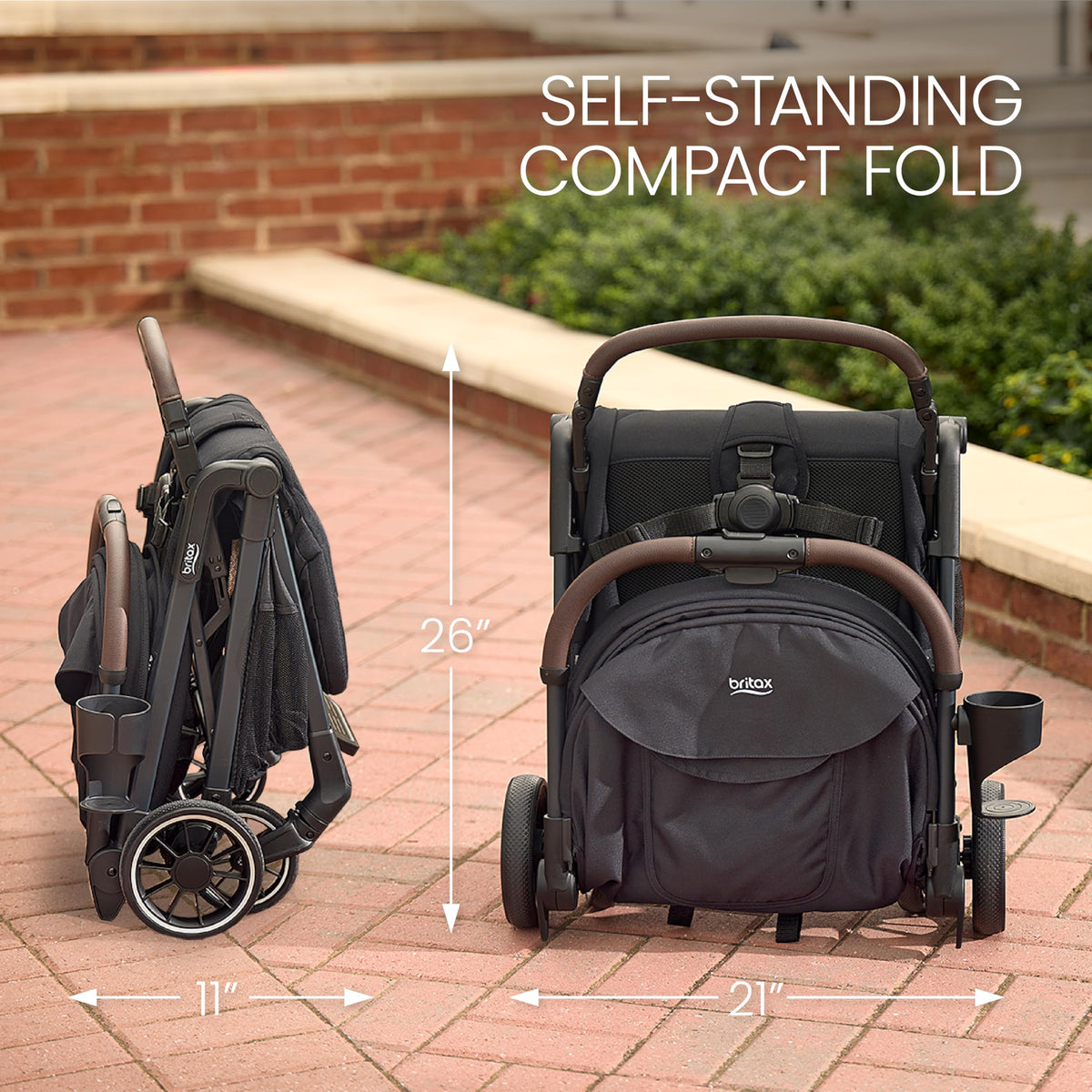 Britax Juniper Compact Stroller, Portable & Lightweight — Raven Black