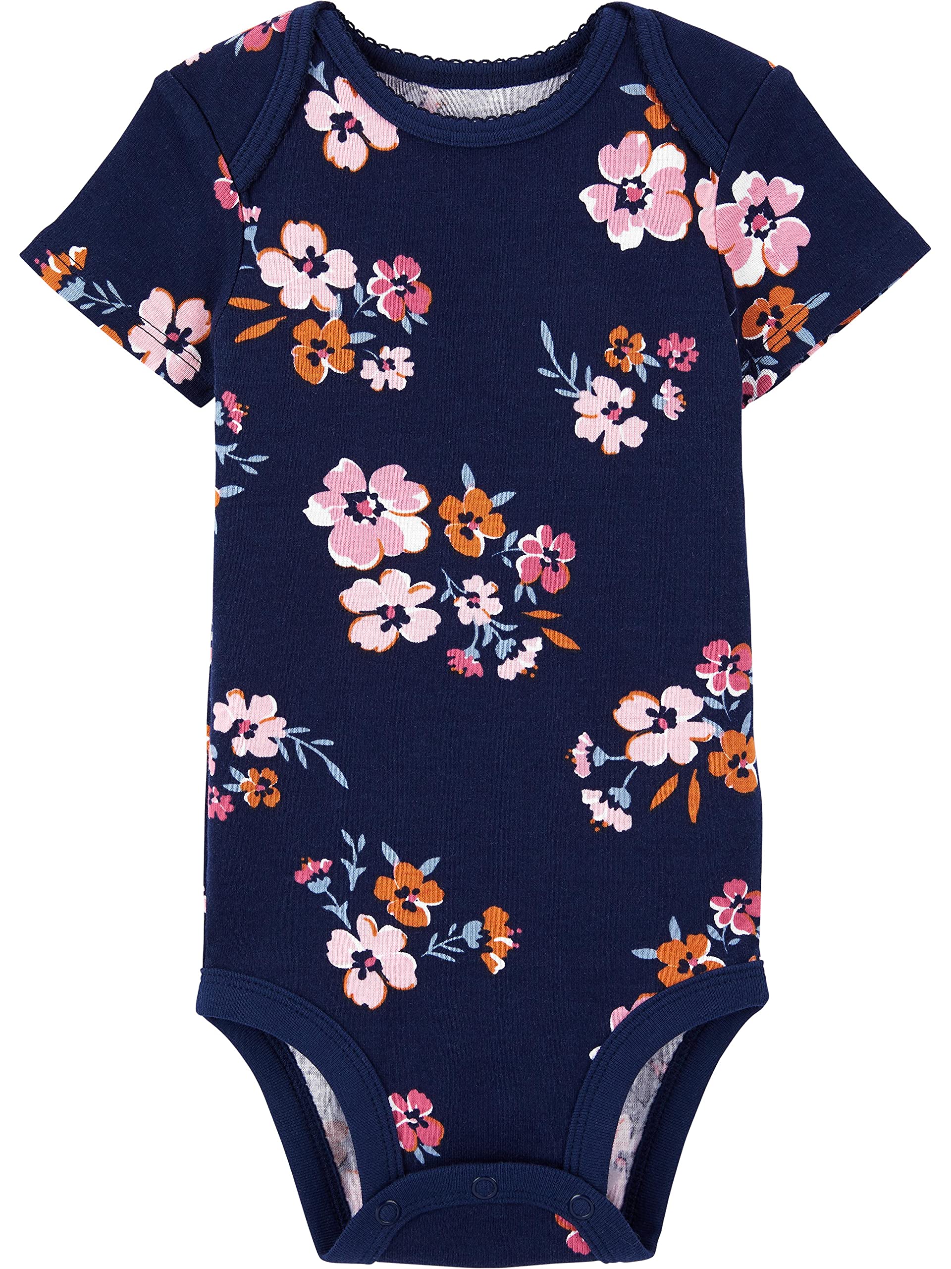 Simple Joys by Carter's Baby Girls' Short-Sleeve Bodysuit, Pack of 6, Multicolor/Ditsy Floral/Floral/Polka Dot/Tropical, 24 Months
