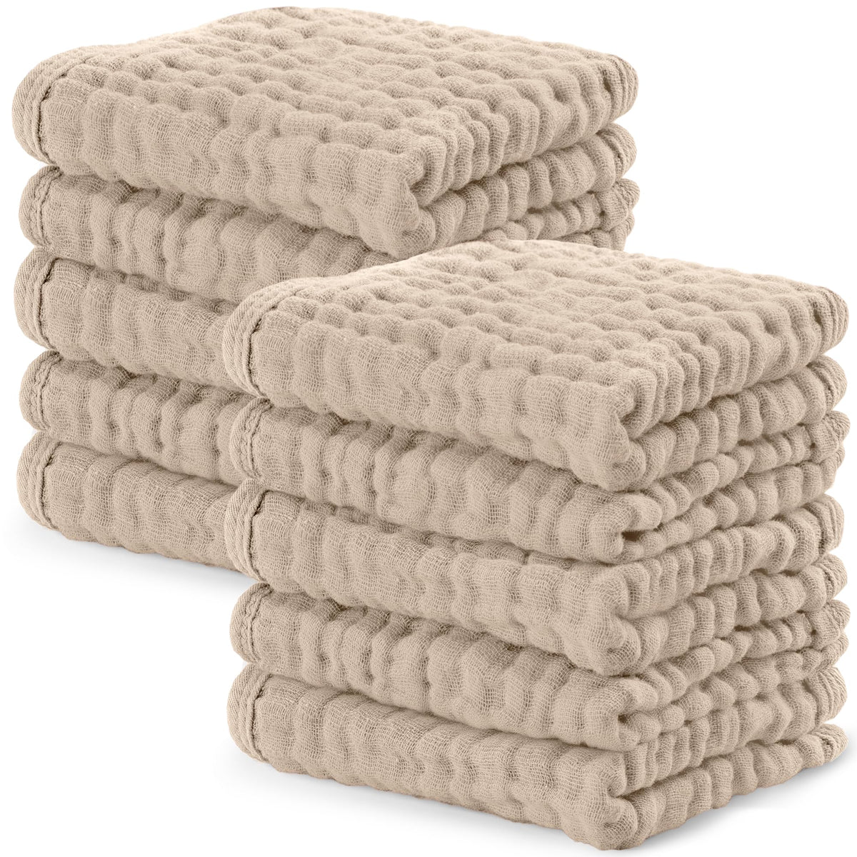 Comfy Cubs Muslin Baby Washcloths 10"x10" 6 Pk - Sand