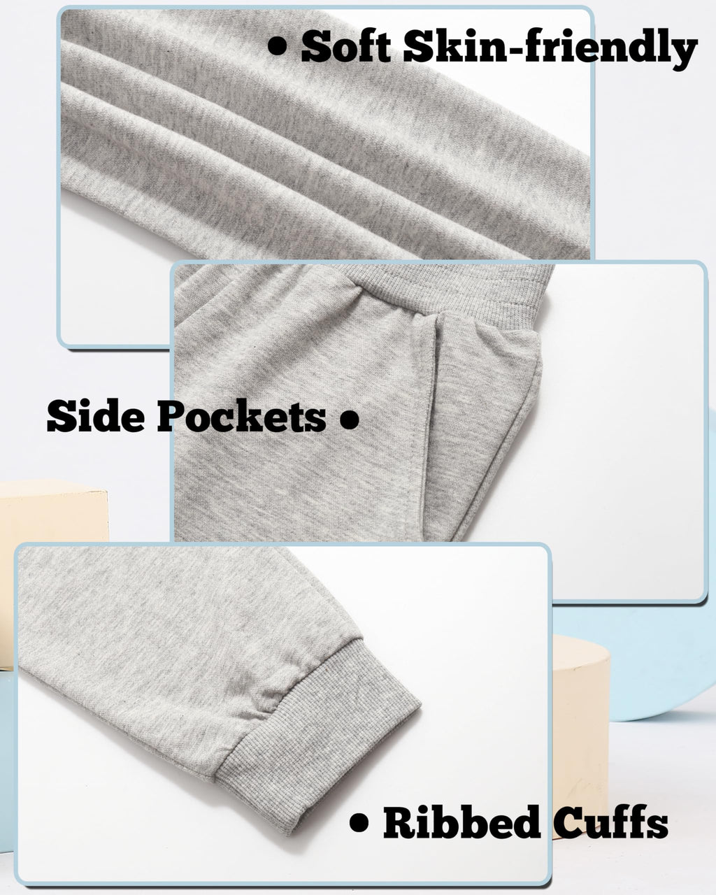 GFQLONG Toddler Boys Pants 100% Cotton Joggers Sweatpants with Pockets 3-4T