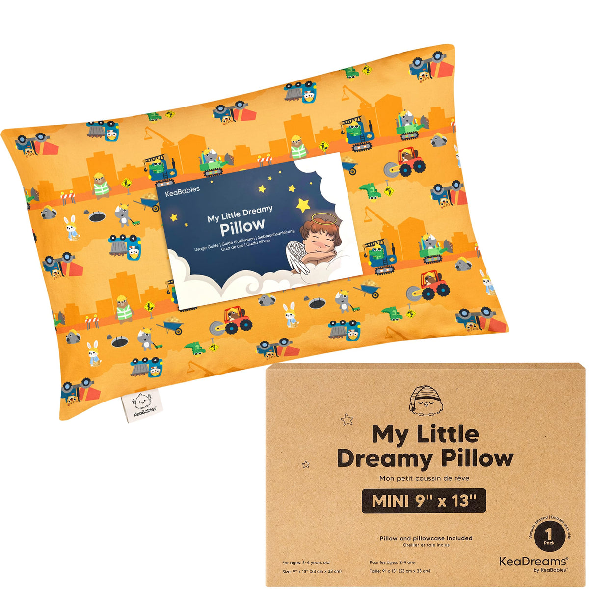 Mini Toddler Pillow with Pillowcase, 9x13 My Dreamy Pillow, Jungle Green