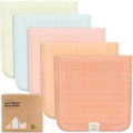 5-Pack Cotton Muslin Burp Cloths Baby Girls, Boys - Soft & Absorbent Spit Up Burp Rags, Large Muslin Towel, Cotton Wash Cloths for Babies, Newborn, Infant, No Shrink, Durable, Neutral (Flora Dew)