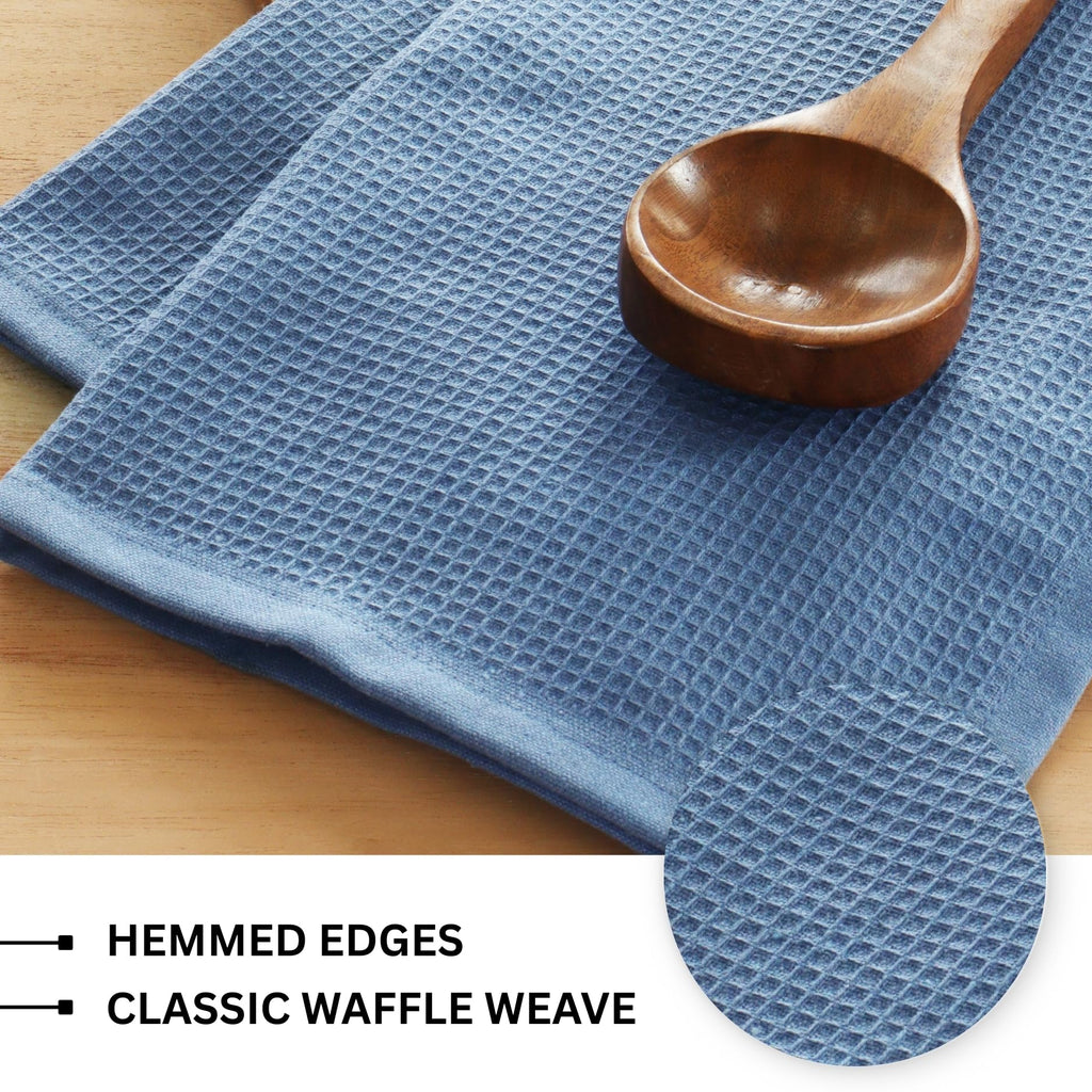 PurpleEssences Waffle Weave Kitchen Towel, 100% Cotton - 15x25 Inches with Hanging Loop, Ultra Soft Absorbent Quick Drying Dish Cloth, Tea and Hand Towels, 4 Pack - Spring Easter Summer - Smoky Grey