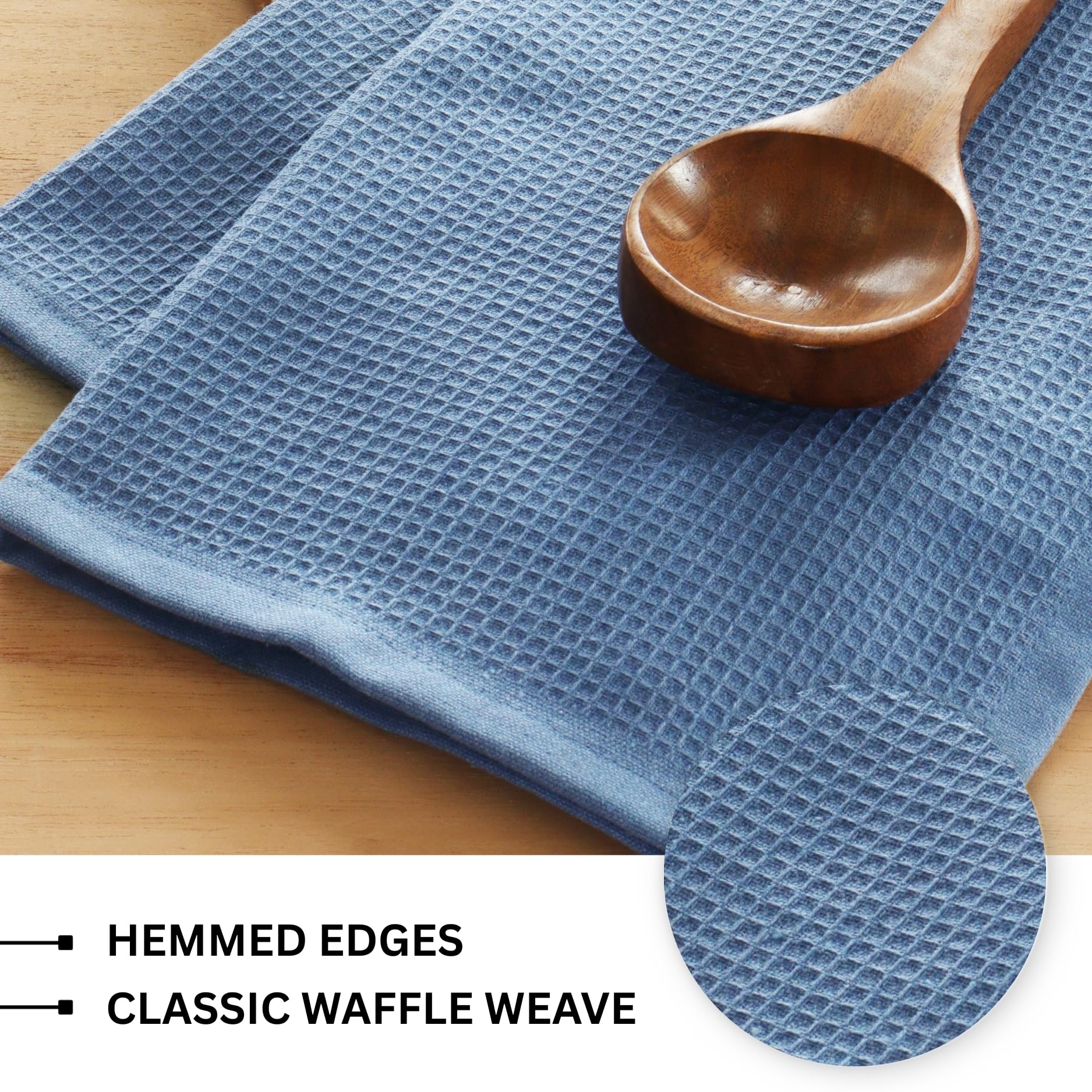 PurpleEssences Waffle Weave Kitchen Towel, 100% Cotton - 15x25 Inches with Hanging Loop, Ultra Soft Absorbent Quick Drying Dish Cloth, Tea and Hand Towels, 4 Pack - Spring Easter Summer - Smoky Grey