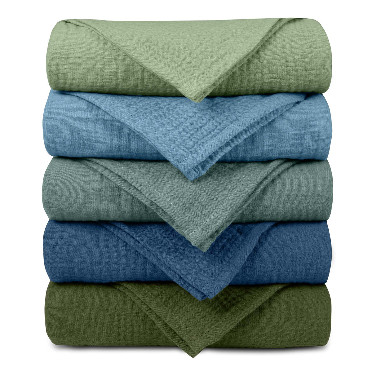 Muslin Receiving Blankets 5 Pack, Soft Swaddle Wraps for Newborn Babies