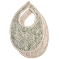 mushie Muslin Baby Bib | Soft Cotton for Infant Drips, Drools & Feedings | Adjustable Fit | 2 Pack (Green Paisley/Fog)