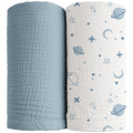 Konssy 2 Pack Muslin Swaddle Blankets, 100% Cotton Receiving Blankets