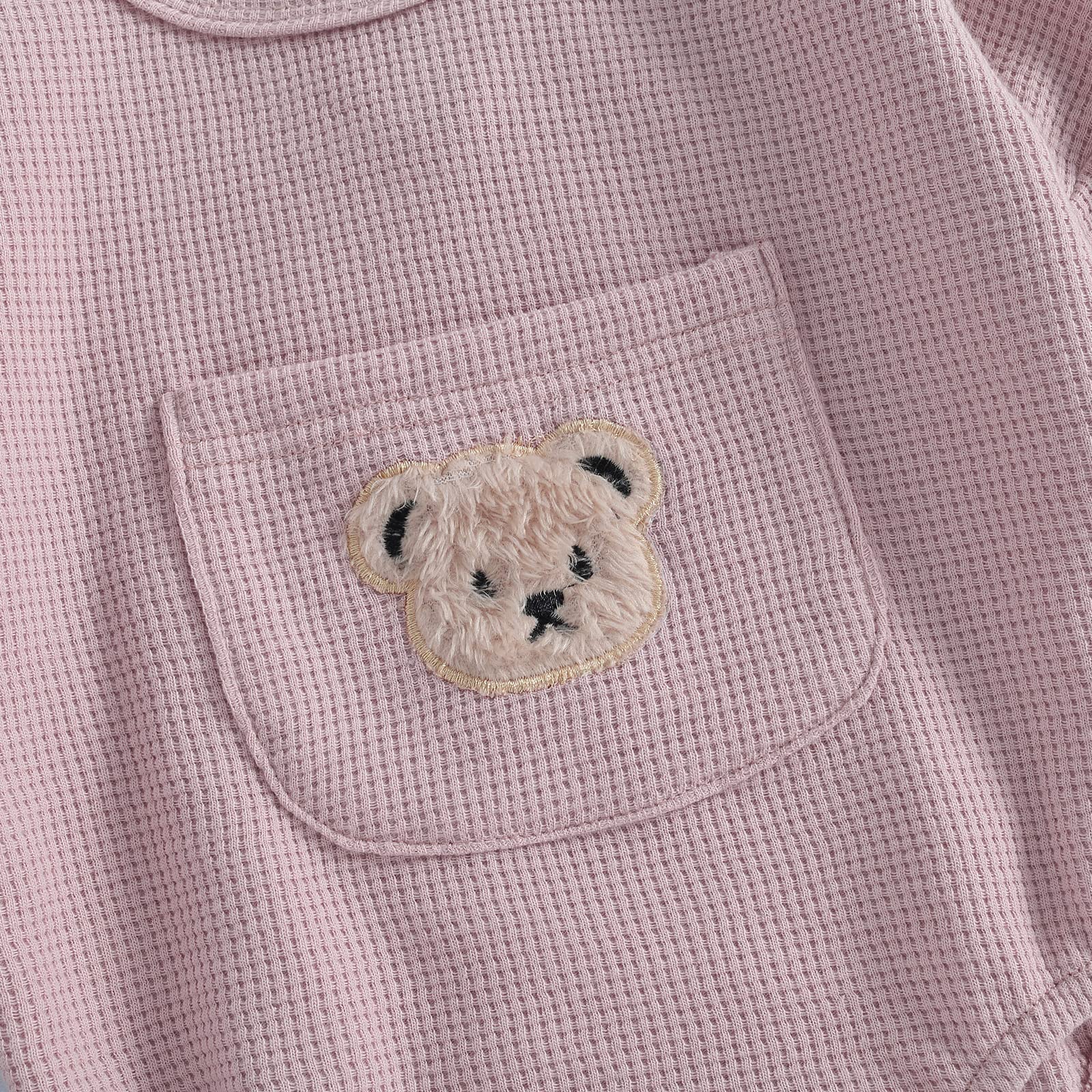 Cute Baby Sweatshirt Romper Waffle Knit Baby Clothes Infant Girl Boy Fall Winter Outfits (Pink-a, 18-24 Months)