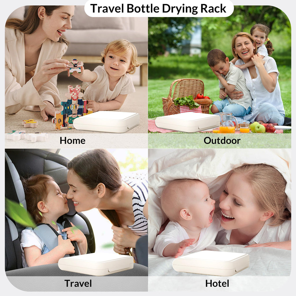 WHNL Travel Bottle Drying Rack Space Saving,Foldable Bottle Drying Rack with 16 Ribs,Portable Baby Bottle Drying Rack for Bottles,Breast Pumps and Other Feeding Accessories,Widely Used Daily Basis