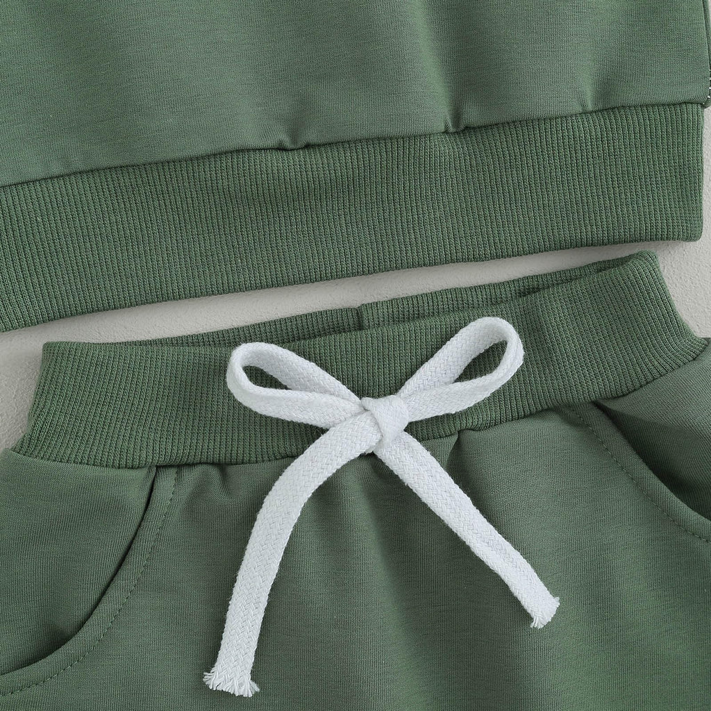 Toddler Baby Boy Fall Clothes Waffle Contrast Color Sweatshirt Pants Sets Infant Winter Outfits 6 12 18 24 Months (Letter Green, 12-18 Months)