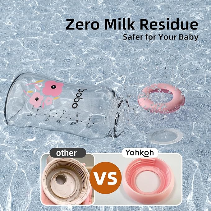YOHKOH Glass Breast Milk Storage Bottles - 100% Leak-Proof, BPA-Free Breastmilk Storage Containers, Freezer & Dishwasher Safe, Ideal for Nursing Mothers (Red, 5.4oz (Pack of 6))