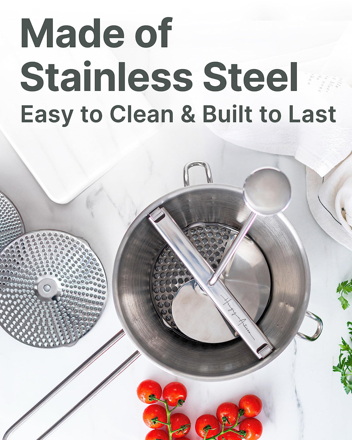 Hungry Artisan Stainless Steel Food Mill for Tomato Sauce & Canning