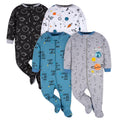 Gerber Baby Boys 4 Pack 'N Play Footie And Toddler Sleepers, Space, 6-9 Months US