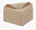 PurpleEssences Dish Cloths and Dish Rags - 6 Pack Waffle Weave Solid Kitchen Dish Wash Cloths, 100% Cotton, 12x12 Inches, Ultra Soft Absorbent Quick Drying - Spring Easter Summer - Beige