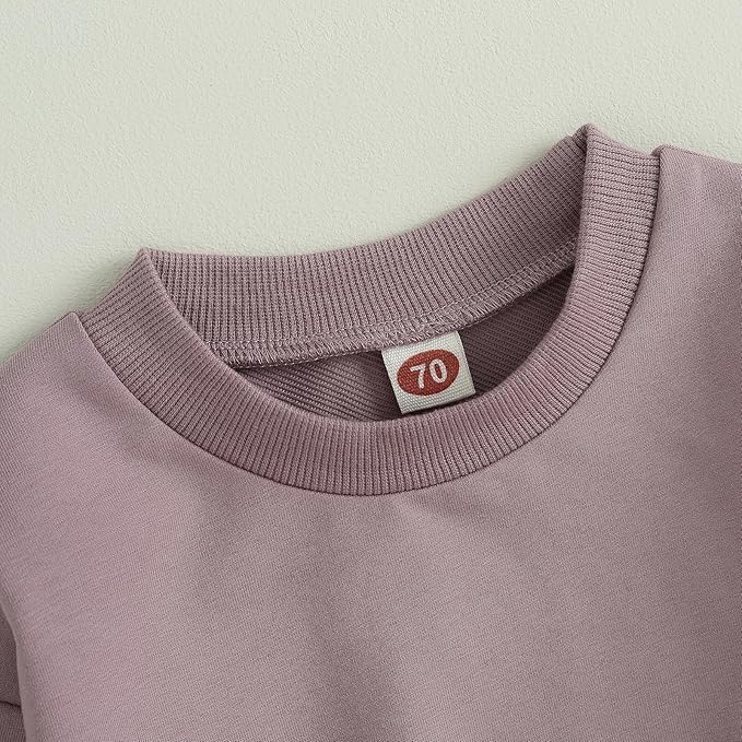 Fernvia Toddler Baby Girl Clothes 3 6 9 12 18 24 Months Fall Outfits Solid Long Sleeve Sweatshirt Tops + Pants Set