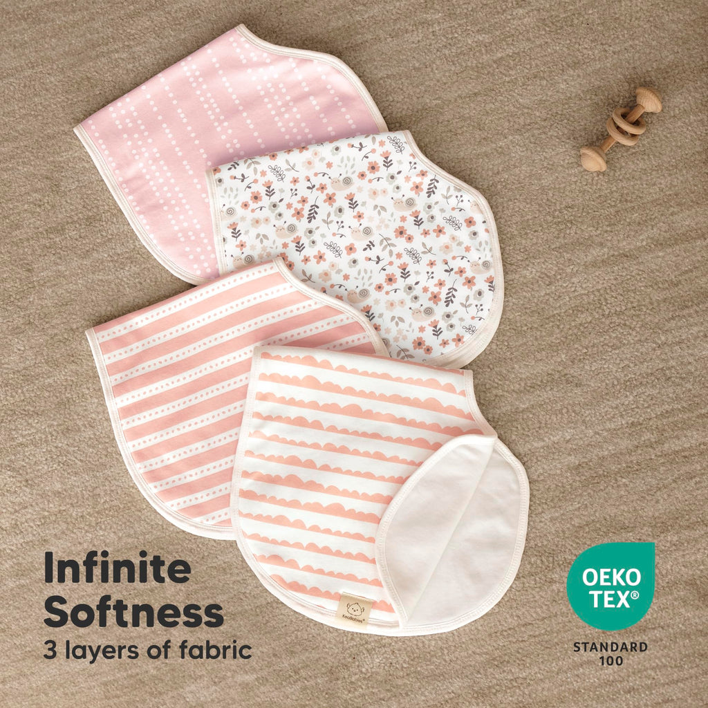 KeaBabies 4-Pack Baby Burp Cloths Baby Girl, Boy, Organic Cotton (Sweet Charm)