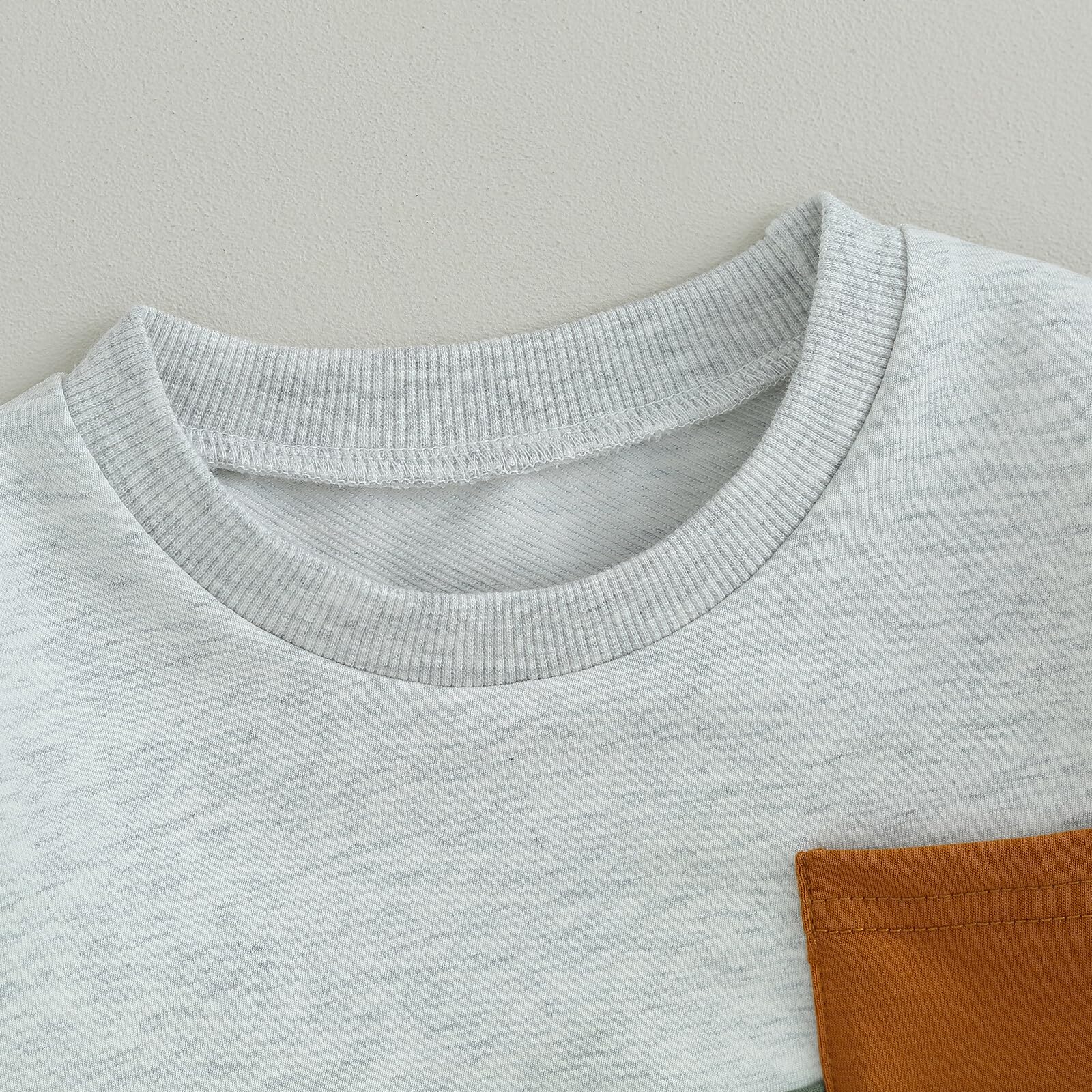 Kupretty Toddler Baby Boy Color Block Sweatshirt Pants Set Gray Green 3Y