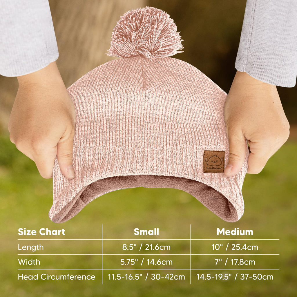 KeaBabies Baby Beanies, Winter Baby Hats for Boys, Girls (Blush, 6-36M)