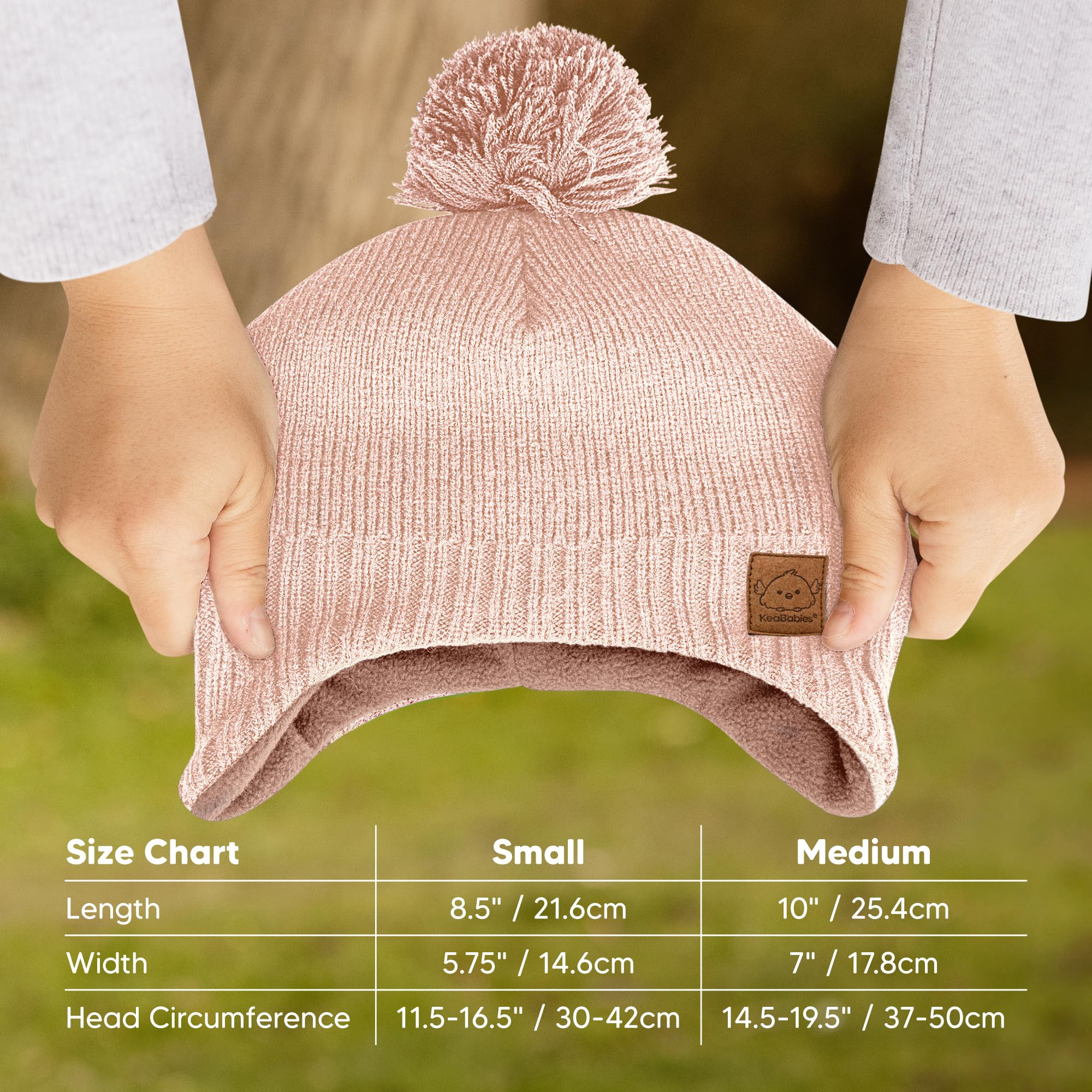 KeaBabies Baby Beanies, Winter Baby Hats for Boys, Girls (Blush, 6-36M)