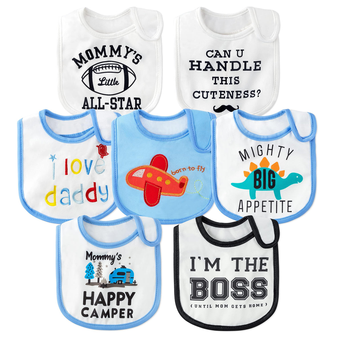 2ooya 7Pcs Waterproof Cotton Baby Bibs for Feeding Drooling Teething Eating