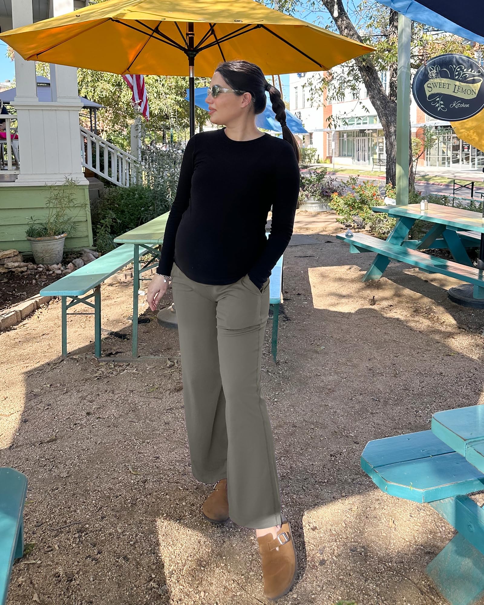 G4Free Maternity Lounge Pants with Pockets,Mocha Brown,S,Extra Tall
