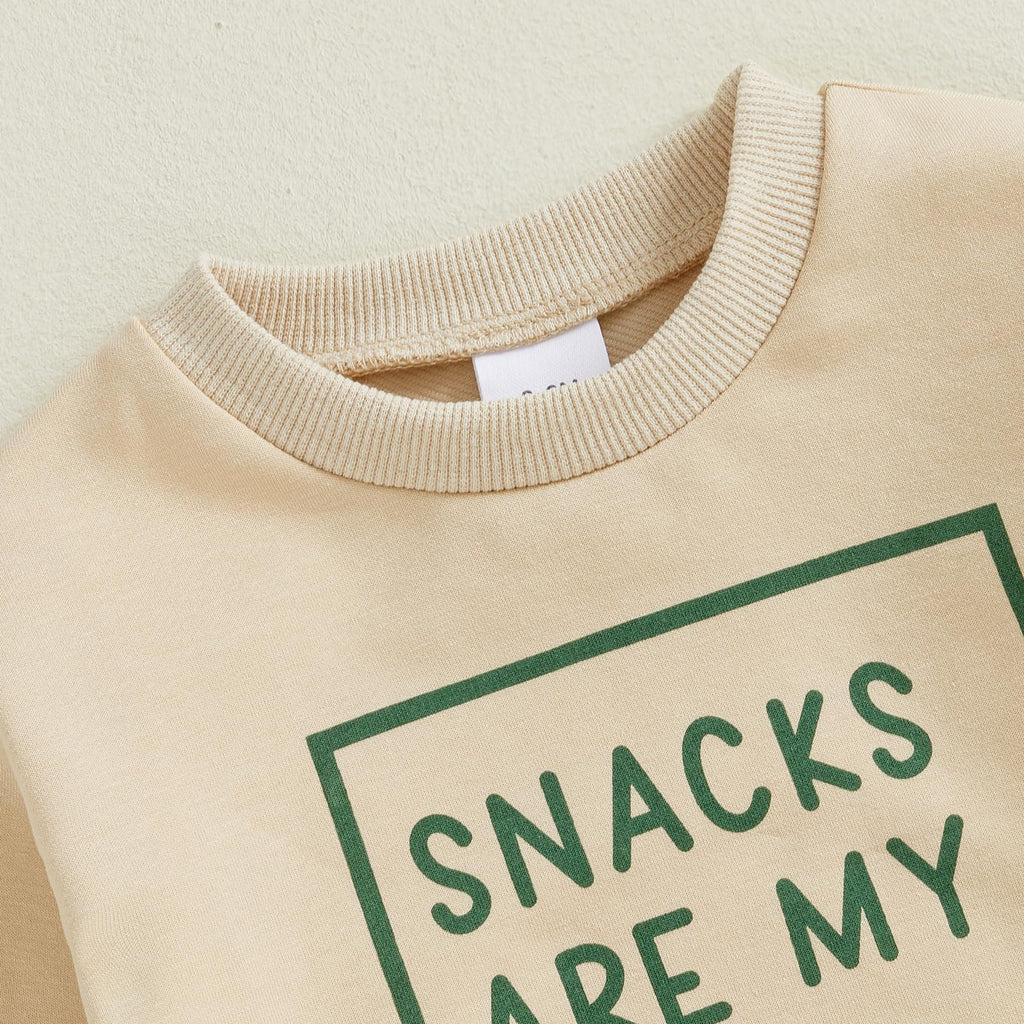 Sejardin Toddler Baby Boy Fall Winter Outfit Long Sleeve Letter Print Sweatshirts and Jogger Pants Infant Boy Clothes (Snacks Green, 3-6 Months)