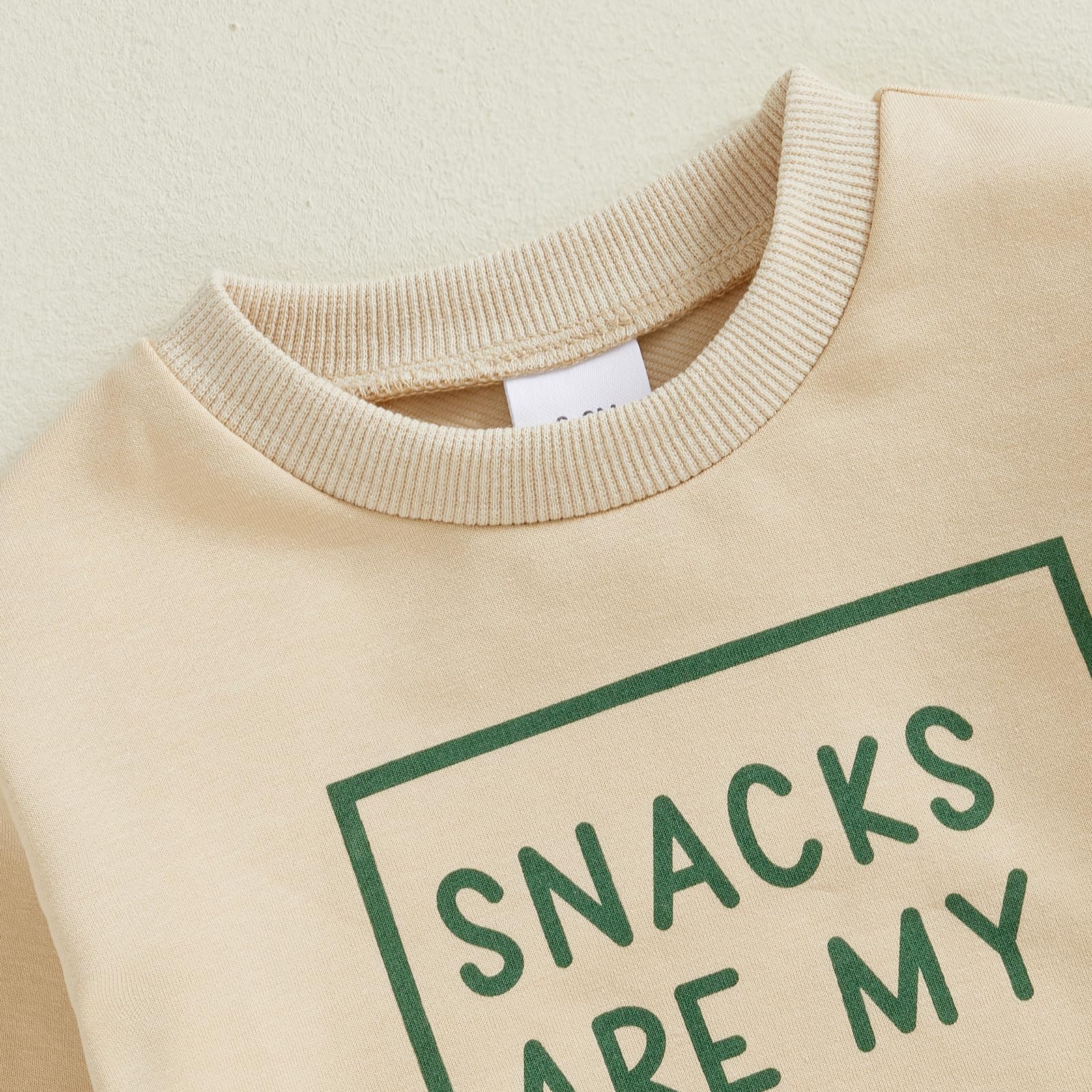 Sejardin Toddler Baby Boy Fall Winter Outfit Long Sleeve Letter Print Sweatshirts and Jogger Pants Infant Boy Clothes (Snacks Green, 3-6 Months)