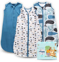 Cute Castle Baby Sleep Sack 18-24 Months - Lightweight 100% Cotton 2-Way Zipper TOG 0.5 Infant Wearable Blanket, Newborn Essentials Toddler Sleep Clothes (3 Pack Blue)
