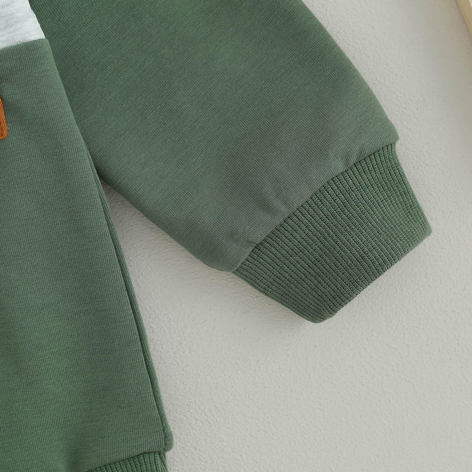 Toddler Baby Boy Fall Clothes Waffle Contrast Color Sweatshirt Pants Sets Infant Winter Outfits 6 12 18 24 Months (Letter Green, 12-18 Months)