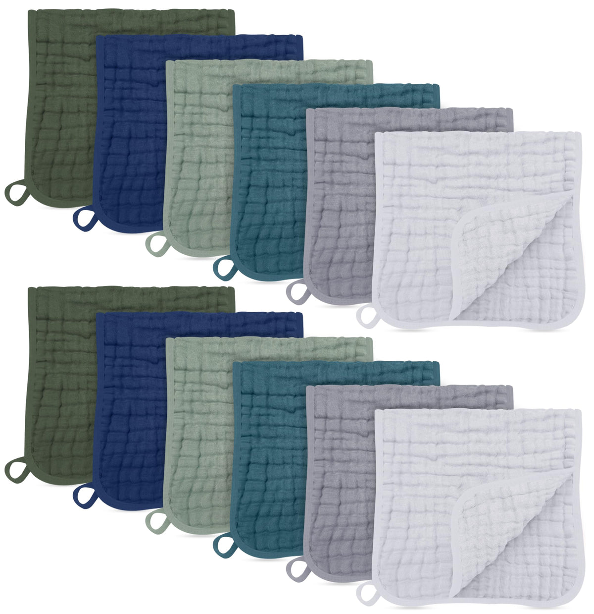 SWEET DOLPHIN 12 Pack Muslin Burp Cloths Large 100% Cotton Burping Clothes for Baby Drool - Absorbent and Soft Boys & Girls Milk Spit Up Rags for Newborn Essentials Registry - Neutral Retro