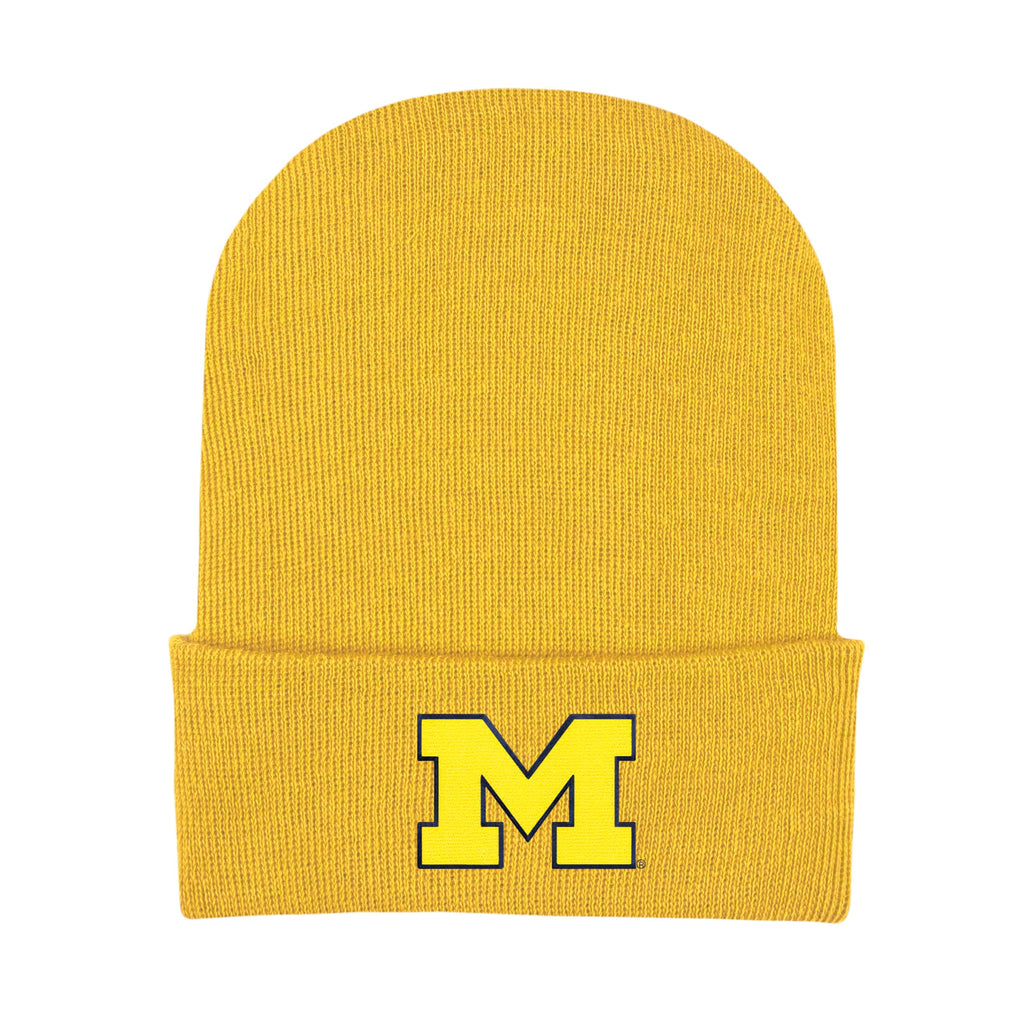University of Michigan Wolverines Block M Logo Newborn Knit Cap,Gold,One Size