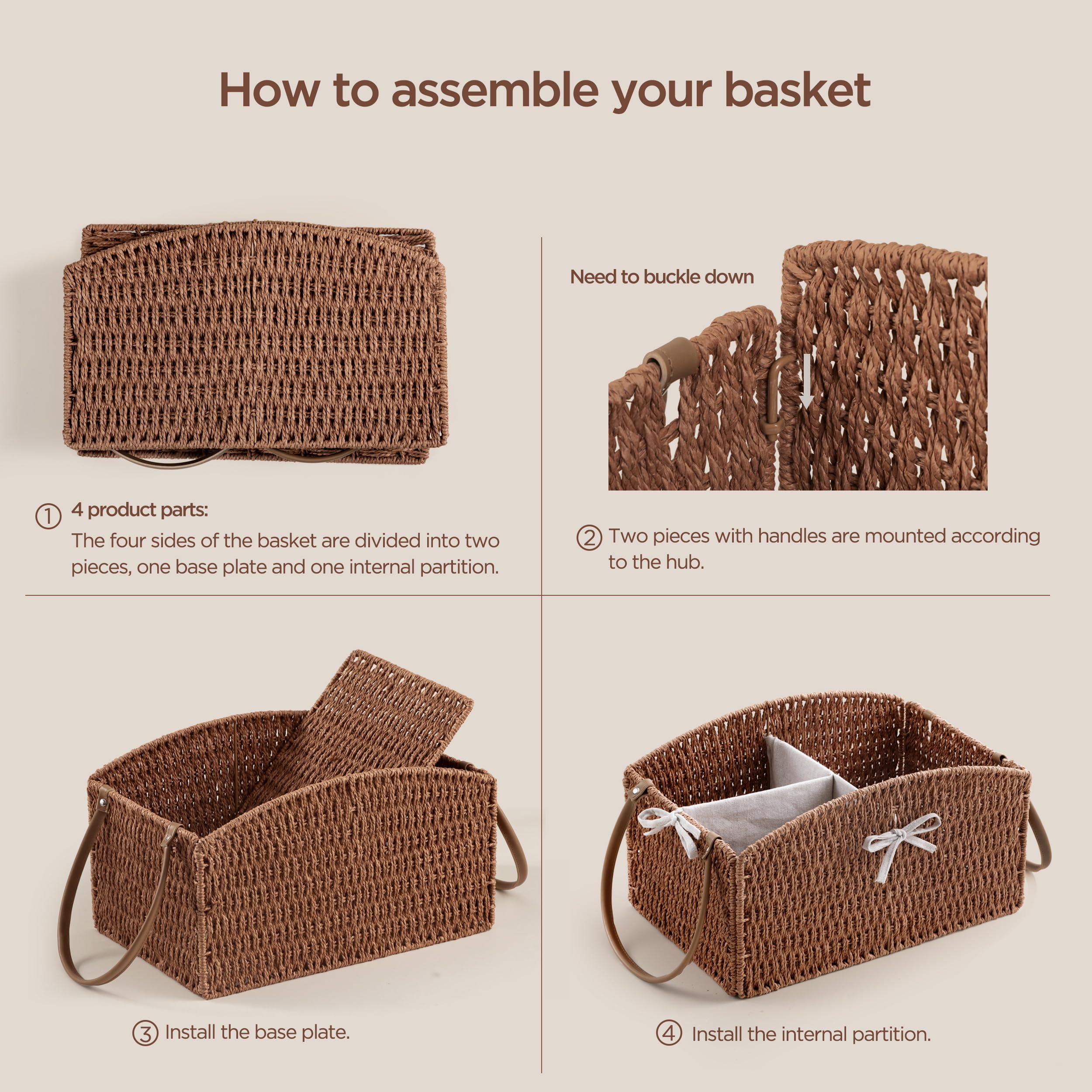 HBlife Diaper Caddy Organizer Detachable Portable Hand-Woven Storage Basket