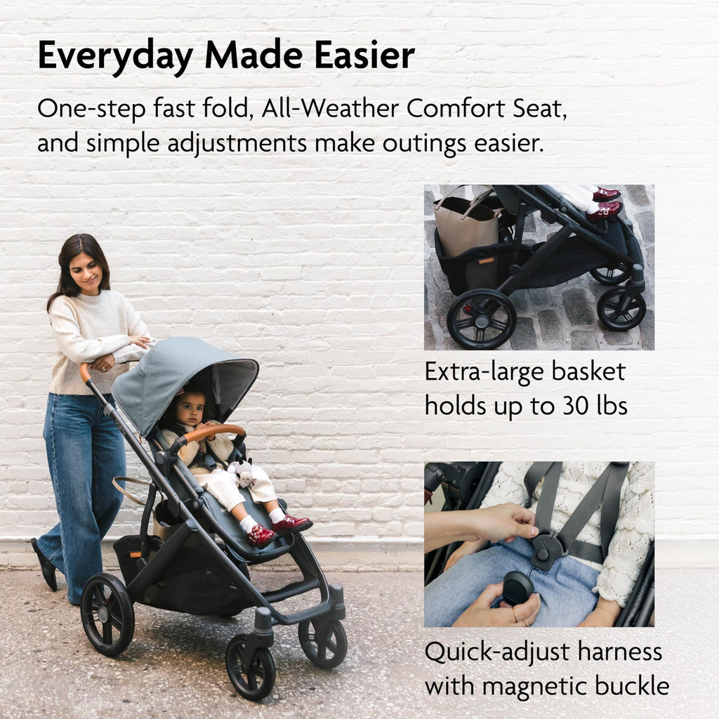 UPPAbaby Vista V3 Convertible Single-to-Double Stroller for Baby & Toddler, 30+ Configurations, Car Seat Compatible, All-Wheel Suspension, XL Basket – Owen (Mocha Mélange/Carbon Frame)
