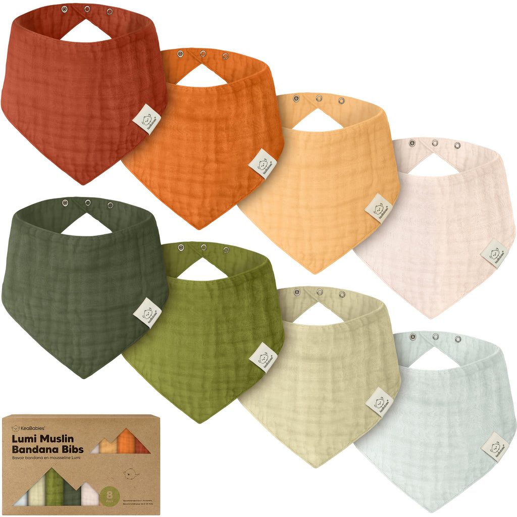 8-Pack Muslin Baby Bibs for Drooling, Teething Bandana Bibs 0-36M (Sahara)