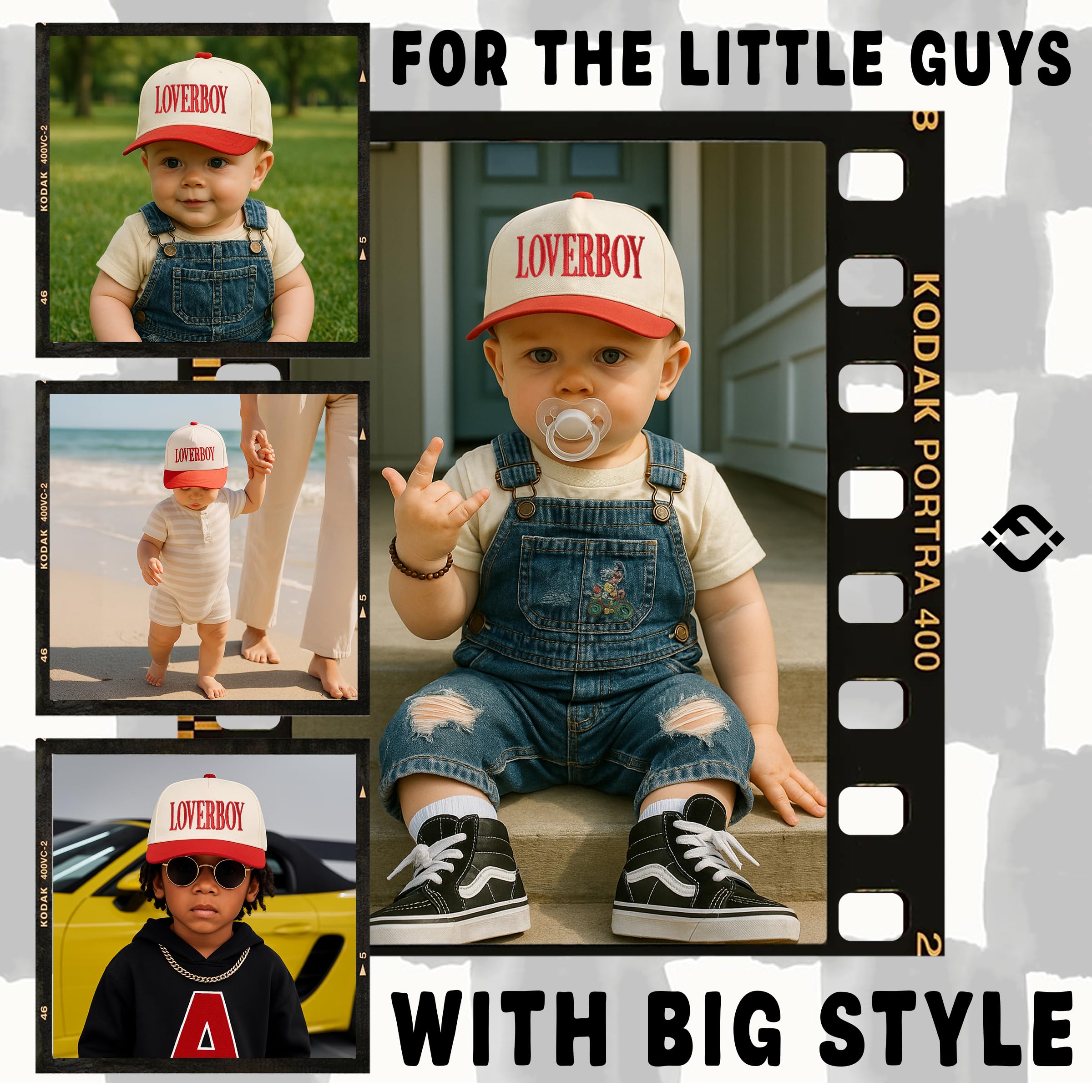 Kids 2 Tone Trucker Snapback Hat - Loverboy - Red/Beige