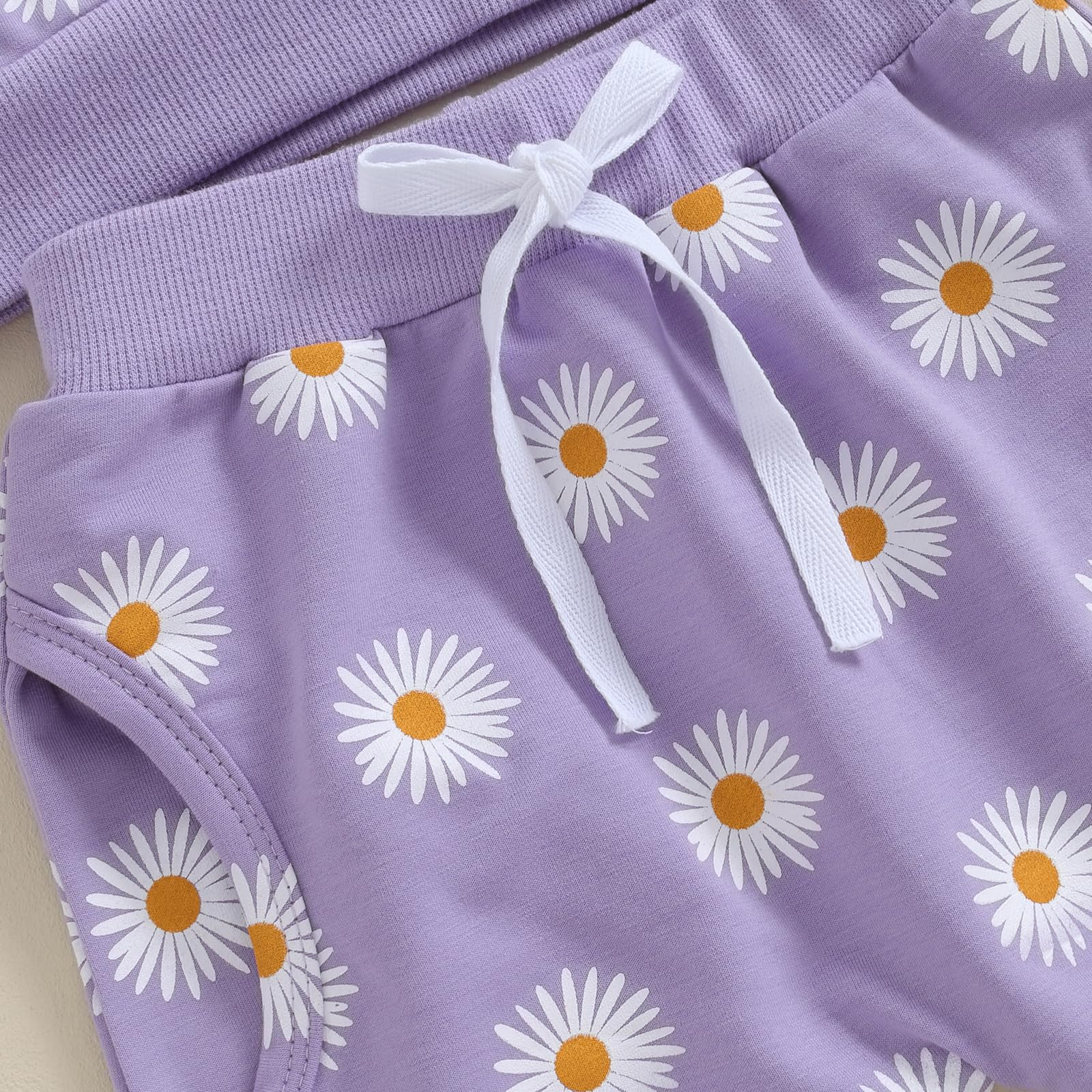 CIYCUIT 3Pcs Baby Girl Fall Outfits Daisy Sweatshirt + Pants + Headband Infant Fall Winter Clothes Purple 6-12 Months