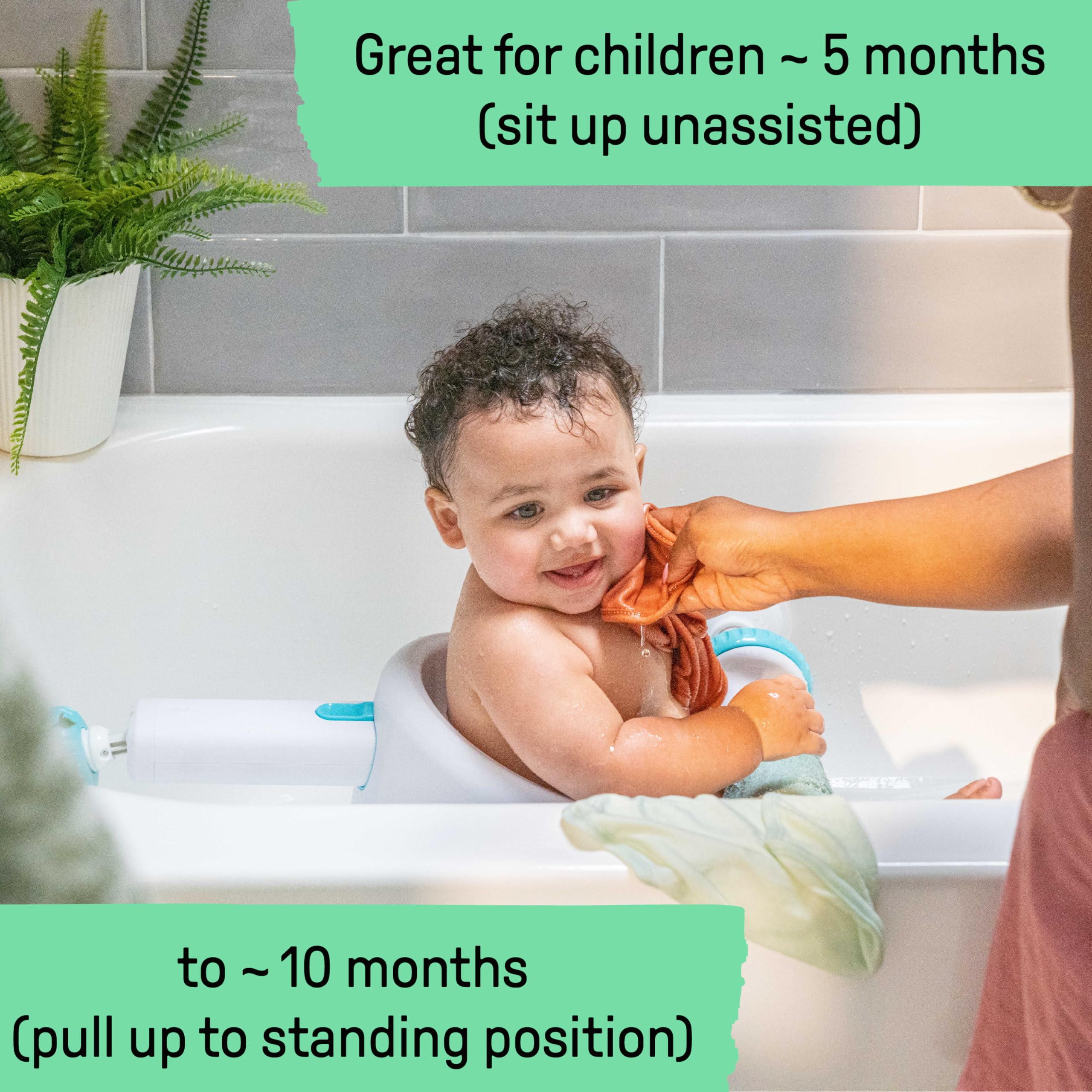 Ingenuity My Bath Seat for Sit-Up Baby Bathing, Sure & Secure Suction Cups, ASTM Safety Tested & Approved, Backrest for Assisted Sitting, Easy Setup & Storage, Gray