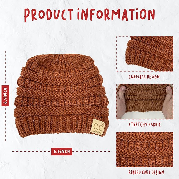Funky Junque Baby Winter Hat – Cute Newborn Hats, Cozy Warm Infant Beanie, Soft Knit Stocking Stuffer for Babies 0–12 Months