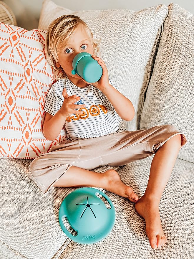 Pura my-my Silicone Sippy Cup 5oz/150ml - Training Cup, Reusable, Platinum Food Grade Medical Grade, Spill Proof Cups for Kids, Toddlers, Babies & Infants - 2-Pack Mint & Moss