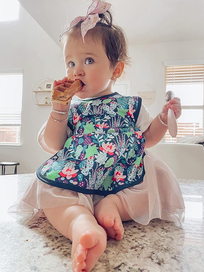 BapronBaby Desert Floral Bapron - No Neck Tie Safer Bib for Baby & Toddler - Soft Waterproof Stain Resistant - Machine Washable - Sz Preschool 3-5yrs